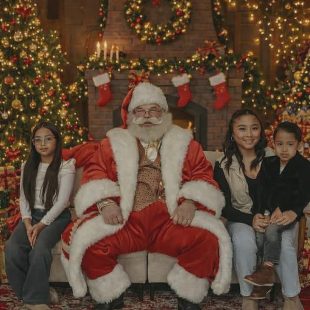 Santa with joyful kids